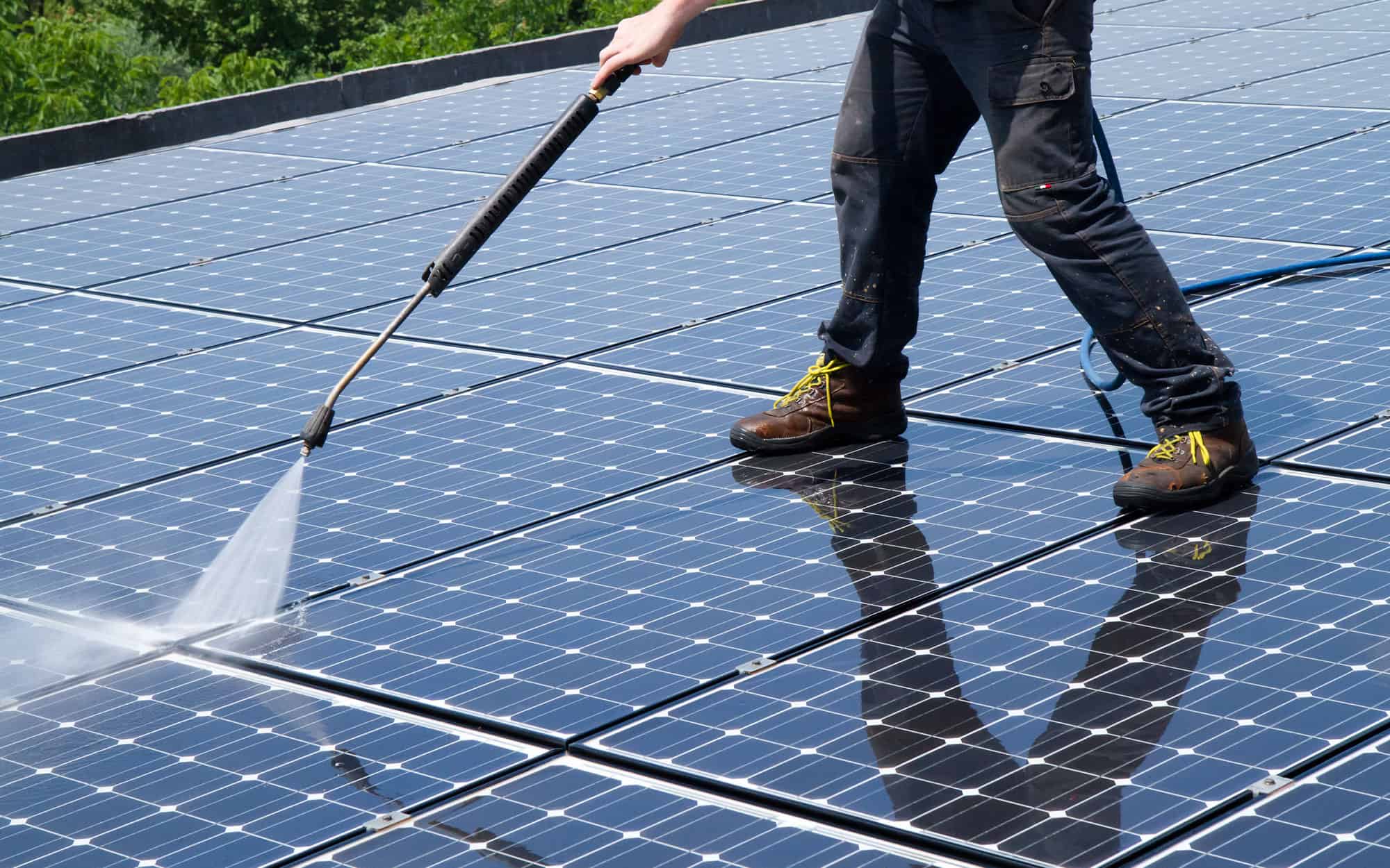 Professional solar cleaning team